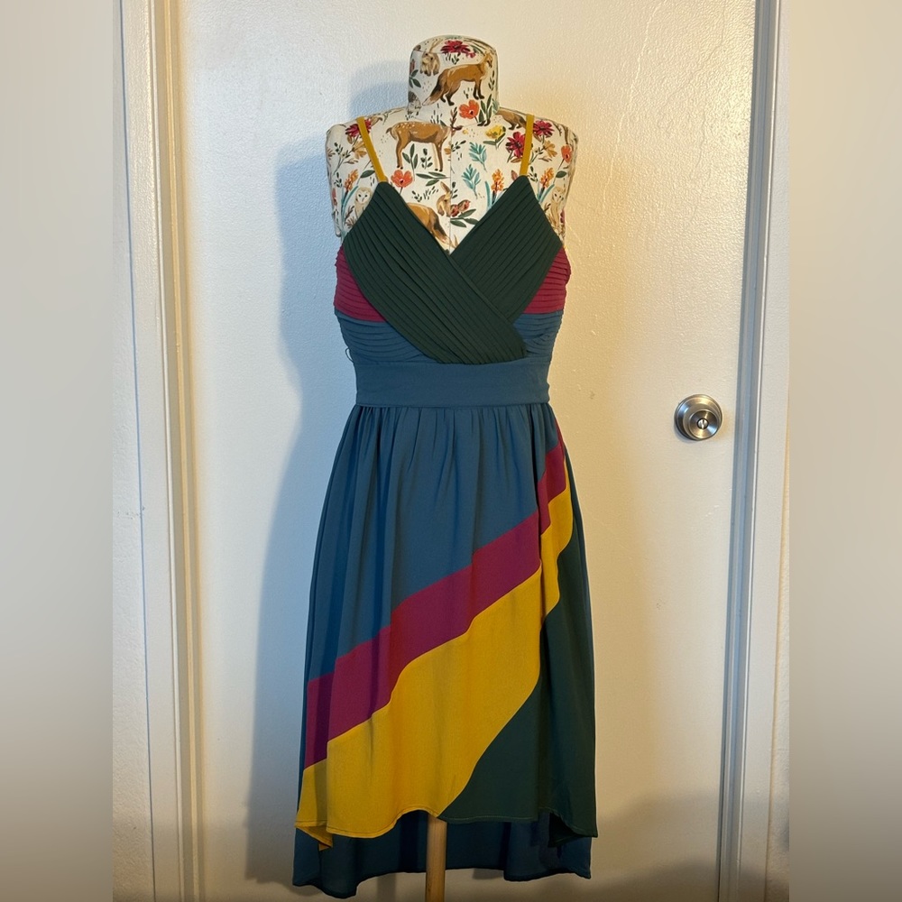 Color block rainbow ModCloth high-low spring/summer dress | S